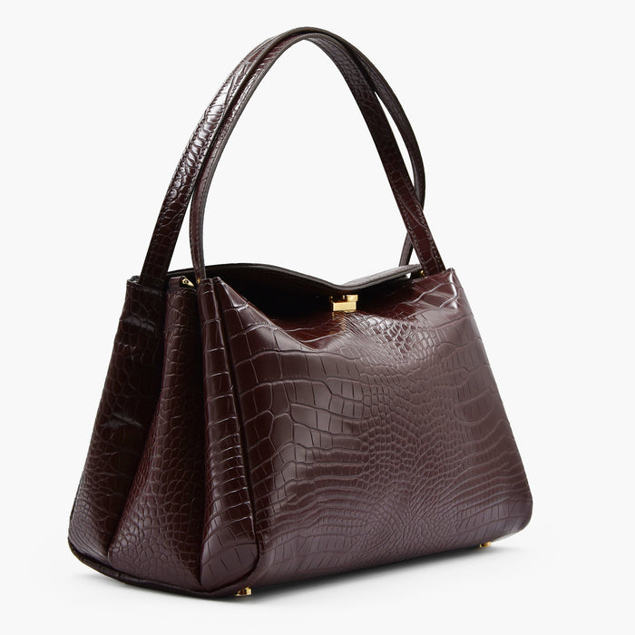 Borsa Donna THEMOIRè Eudora Croco Ebony Vegan Stile Grintoso