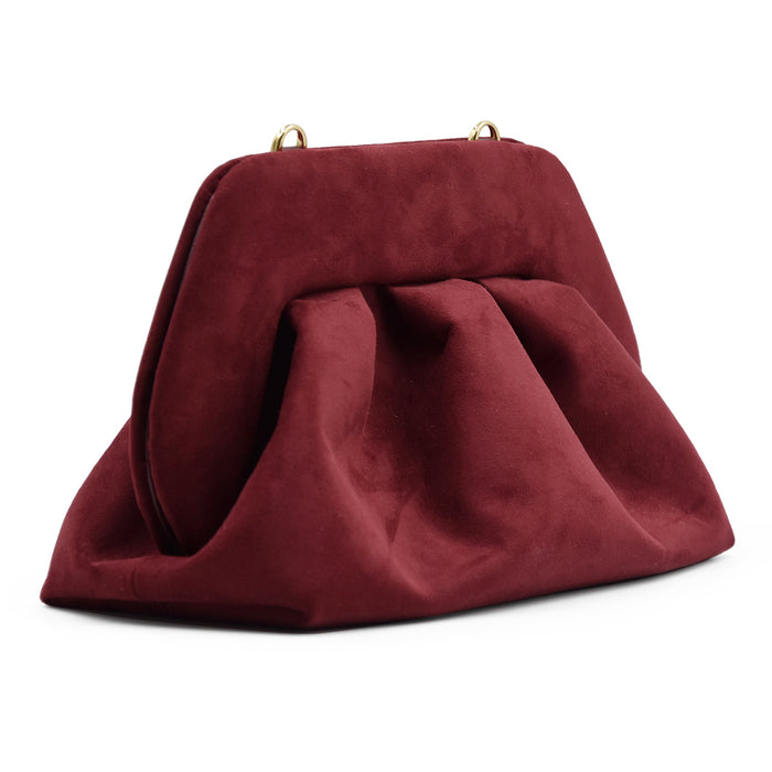 Borsa Themoirè Tia Vegan Suede Color Prune Design Sostenibile
