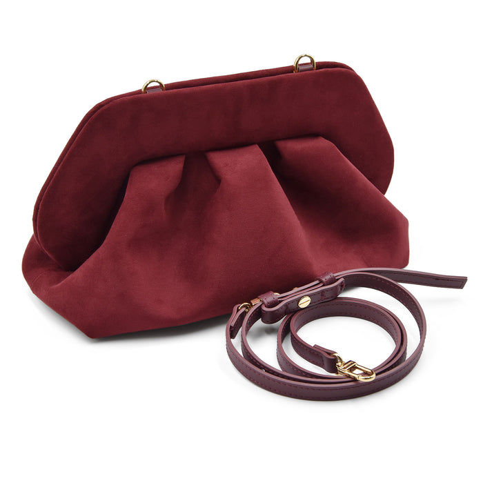 Borsa Themoirè Tia Vegan Suede Color Prune Design Sostenibile