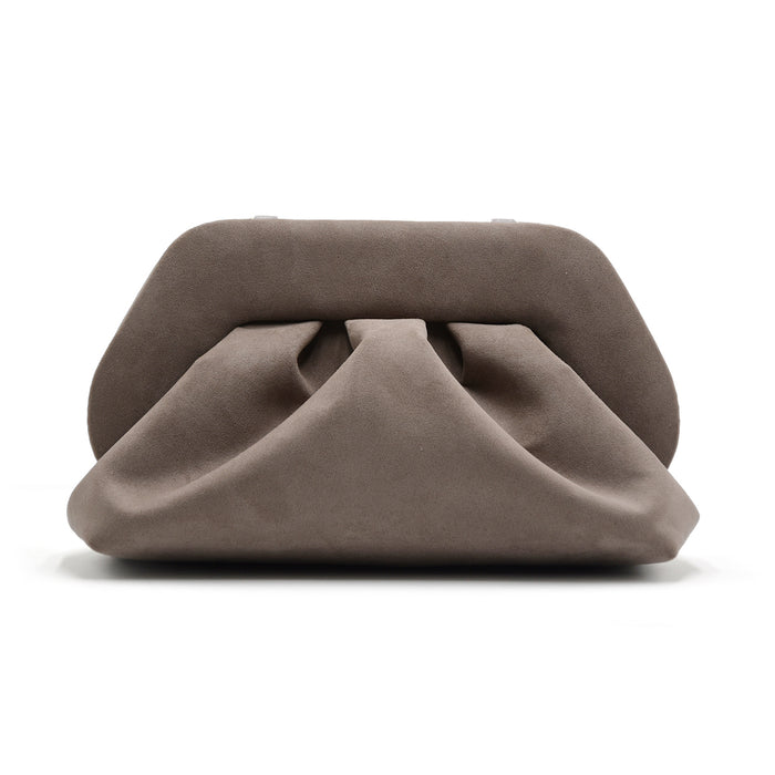 Borsa Pochette Tia Themoirè Vegan Suede Grigio Mud Con Tracolla