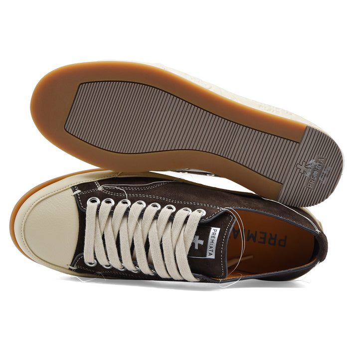 Premiata Sneakers Uomo Camoscio Marrone VINCE015 Stile Vintage