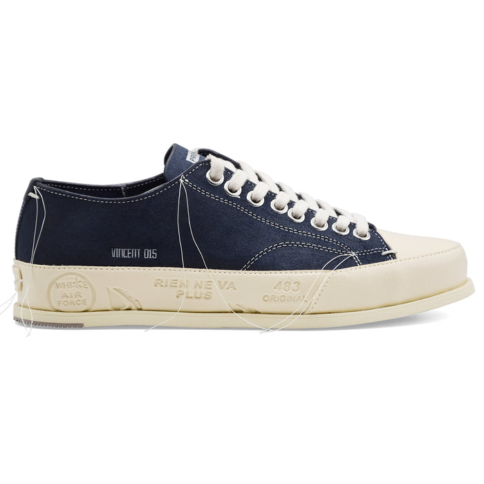 Sneakers Premiata Vince015 Uomo Pelle Blu Navy Con Suola Bianca