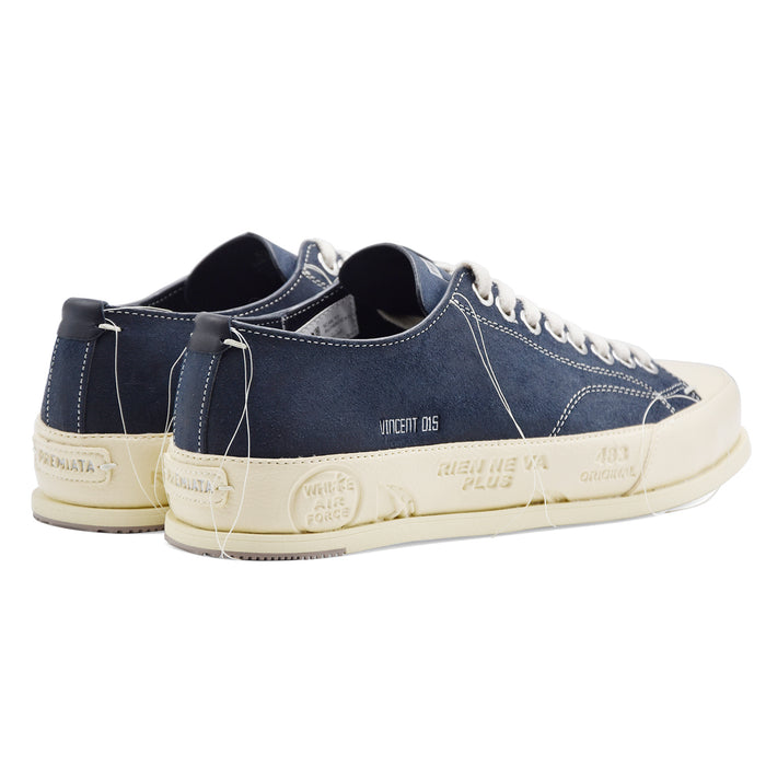 Sneakers Premiata Vince015 Uomo Pelle Blu Navy Con Suola Bianca