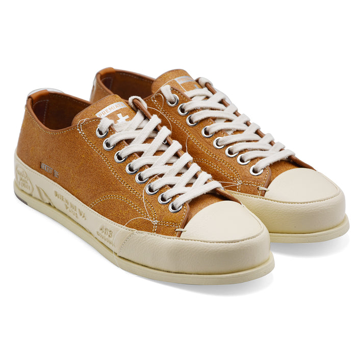 Sneakers Premiata Vince015 Uomo In Suede Ocra Con Suola Avorio