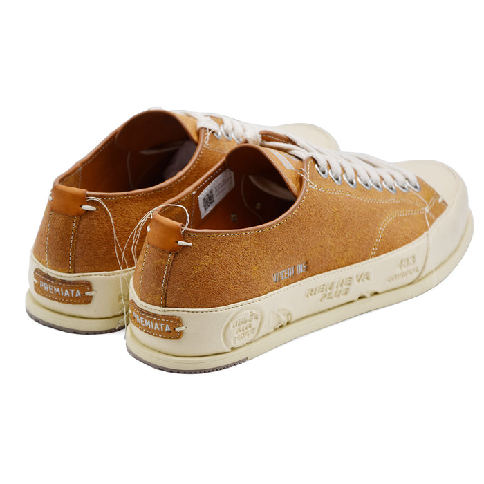 Sneakers Premiata Vince015 Uomo In Suede Ocra Con Suola Avorio