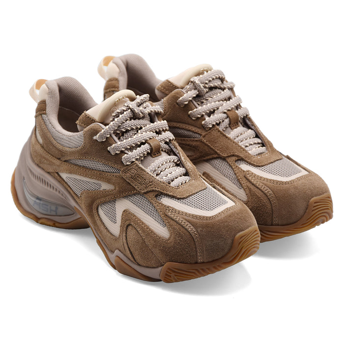 Sneakers Ash Viper Donna Beige Taupe In Camoscio E Mesh Tecnico