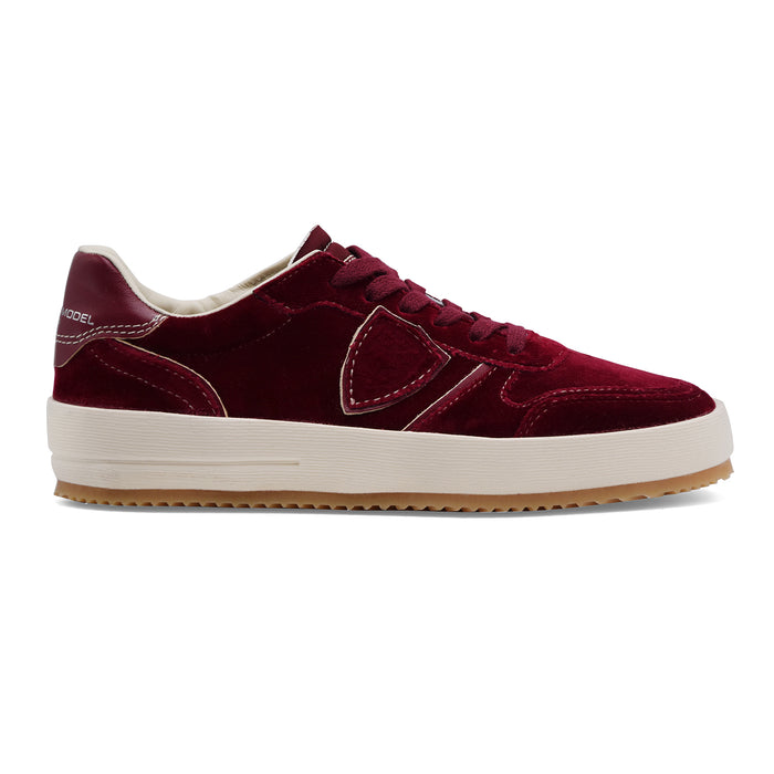 Sneakers Philippe Model Donna Nice Pregevole Velluto Bordeaux