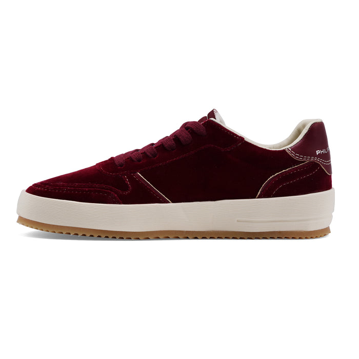 Sneakers Philippe Model Donna Nice Pregevole Velluto Bordeaux