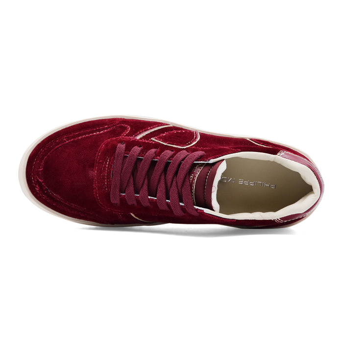 Sneakers Philippe Model Donna Nice Pregevole Velluto Bordeaux