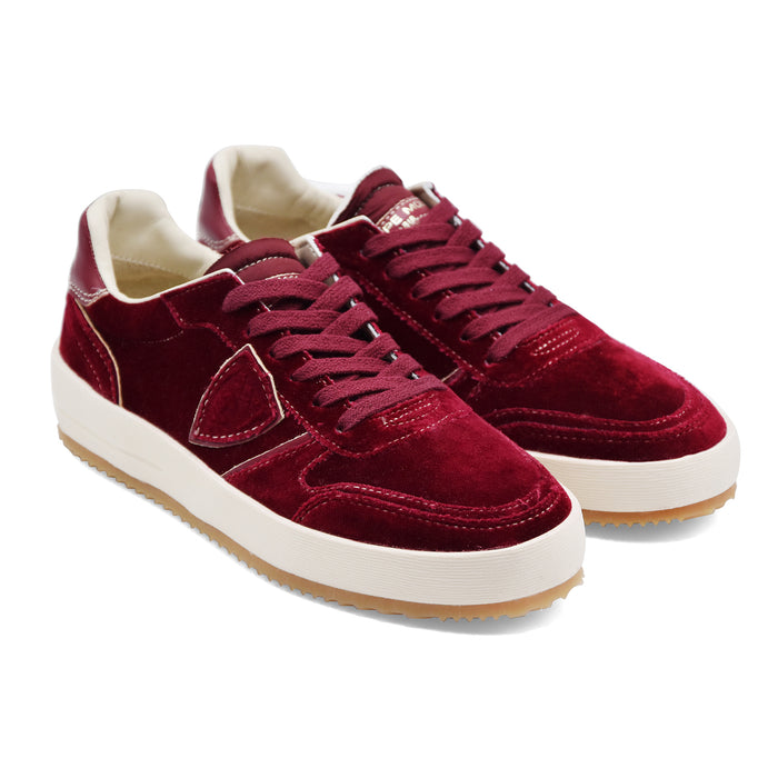Sneakers Philippe Model Donna Nice Pregevole Velluto Bordeaux
