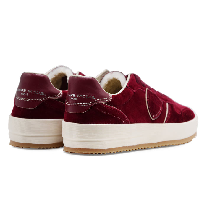 Sneakers Philippe Model Donna Nice Pregevole Velluto Bordeaux