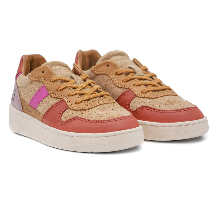 D.A.T.E. Court Vintage Donna Sneakers Beige Materiali Made Italy