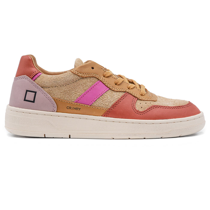 D.A.T.E. Court Vintage Donna Sneakers Beige Materiali Made Italy