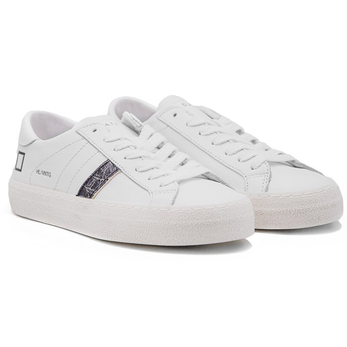 D.A.T.E. Hill Low Sneakers Bianco Con Dettaglio Craquel Donna