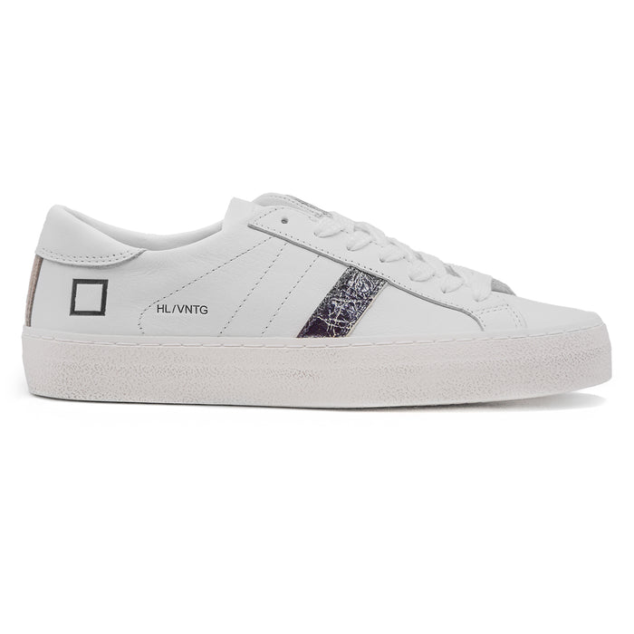 D.A.T.E. Hill Low Sneakers Bianco Con Dettaglio Craquel Donna