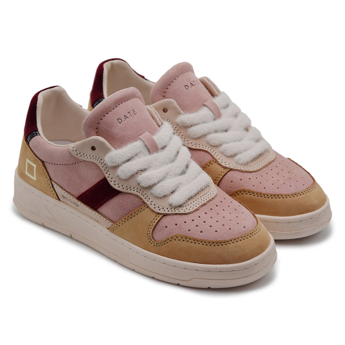 Sneakers D.A.T.E. Court 2.0 Donna Camoscio Rosa Velluto Bordeaux