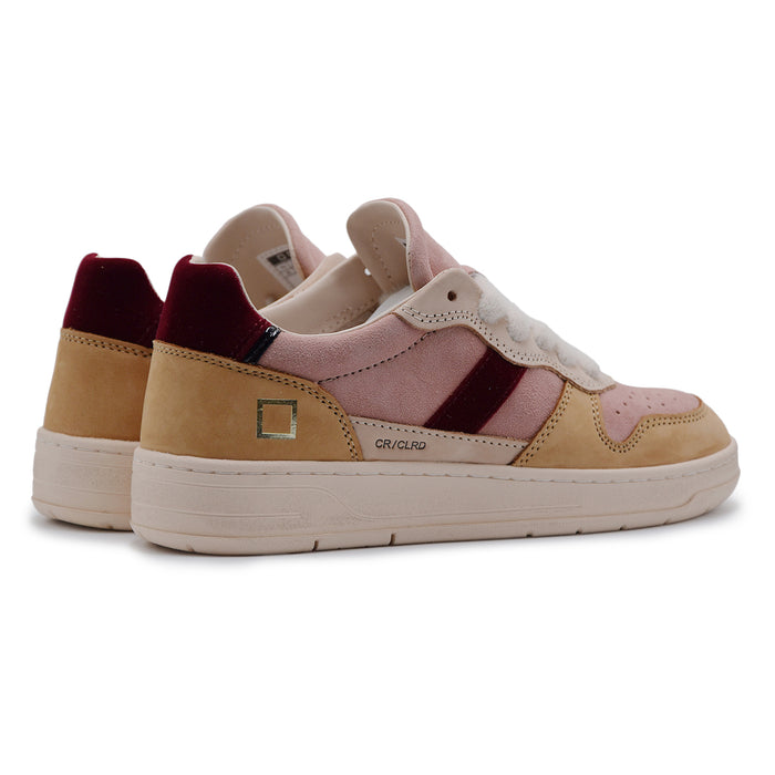Sneakers D.A.T.E. Court 2.0 Donna Camoscio Rosa Velluto Bordeaux