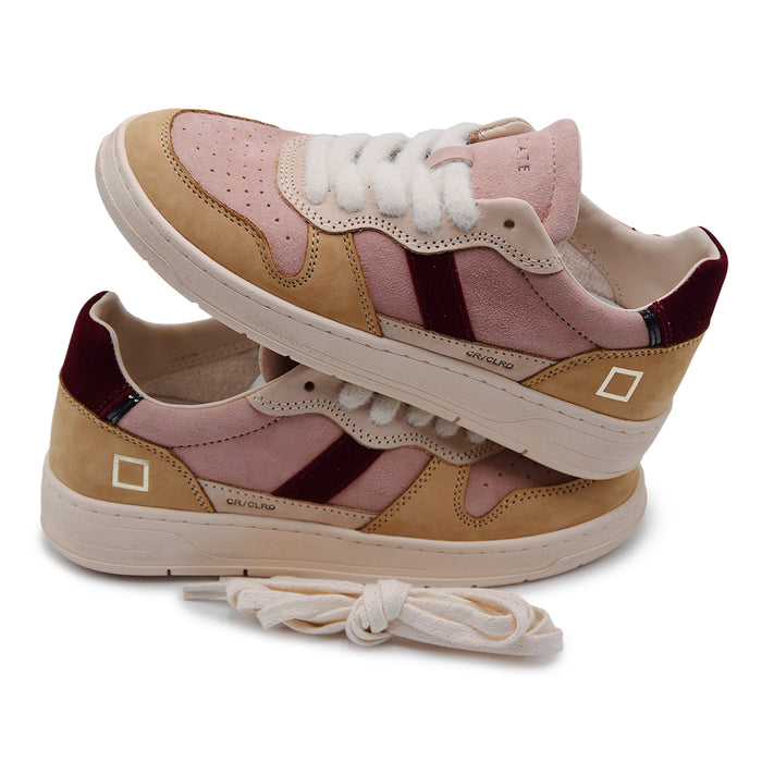 Sneakers D.A.T.E. Court 2.0 Donna Camoscio Rosa Velluto Bordeaux