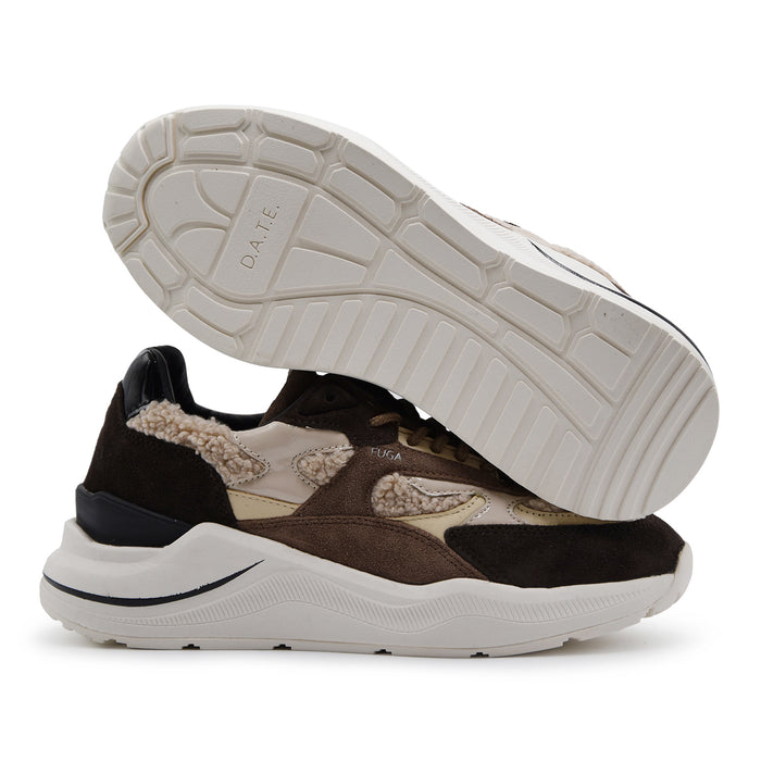Sneakers Donna D.A.T.E. FUGA Pelle Scamosciata Marrone E Teddy