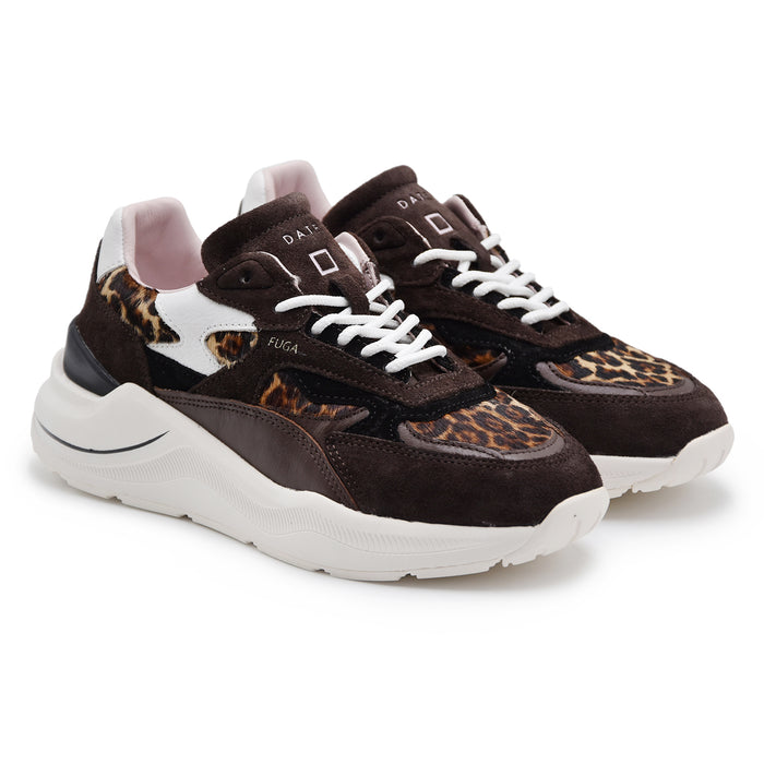 D.A.T.E. Sneakers Donna FUGA Marrone Con Dettagli Leopardati