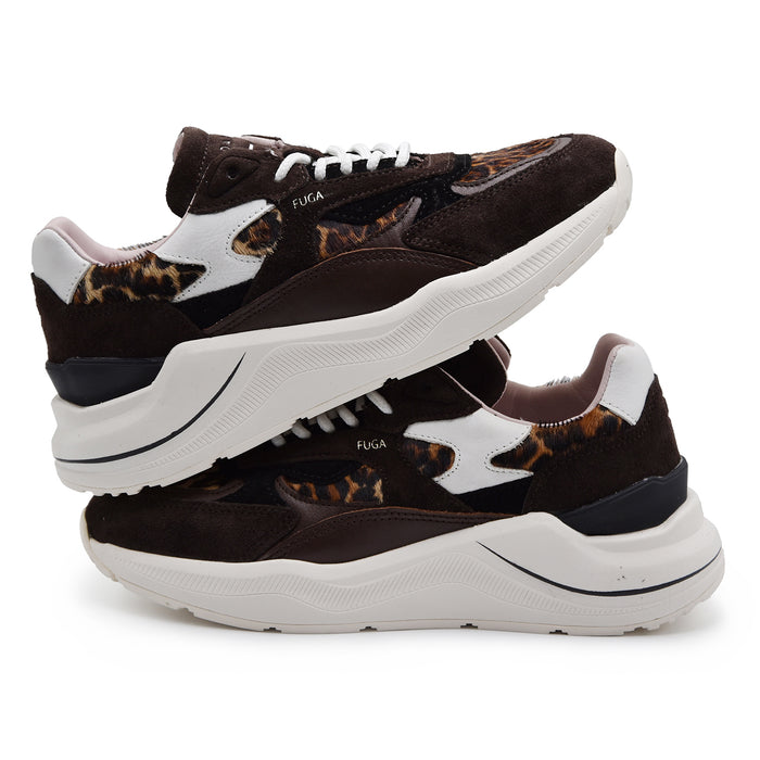 D.A.T.E. Sneakers Donna FUGA Marrone Con Dettagli Leopardati