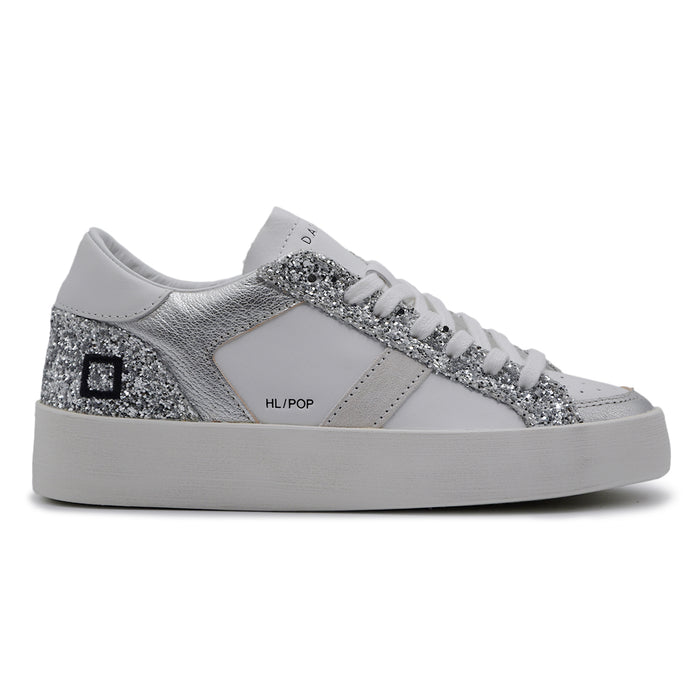 Sneakers Hill Half Pop D.A.T.E. Donna Bianco Argento Glitter