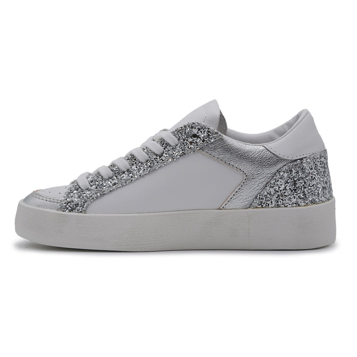 Sneakers Hill Half Pop D.A.T.E. Donna Bianco Argento Glitter
