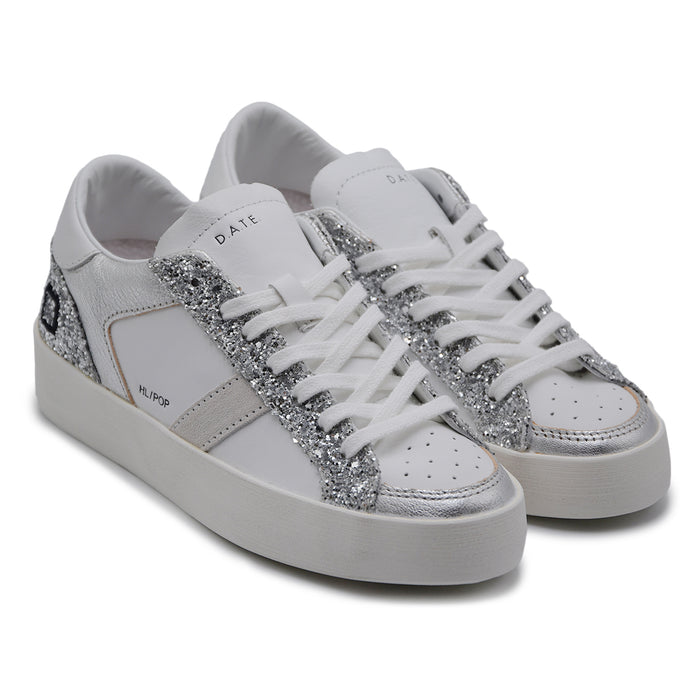 Sneakers Hill Half Pop D.A.T.E. Donna Bianco Argento Glitter
