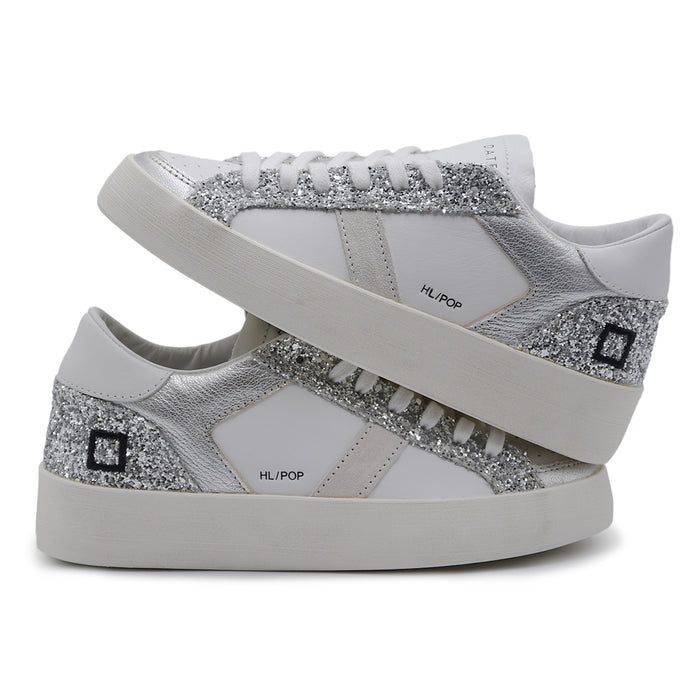 Sneakers Hill Half Pop D.A.T.E. Donna Bianco Argento Glitter