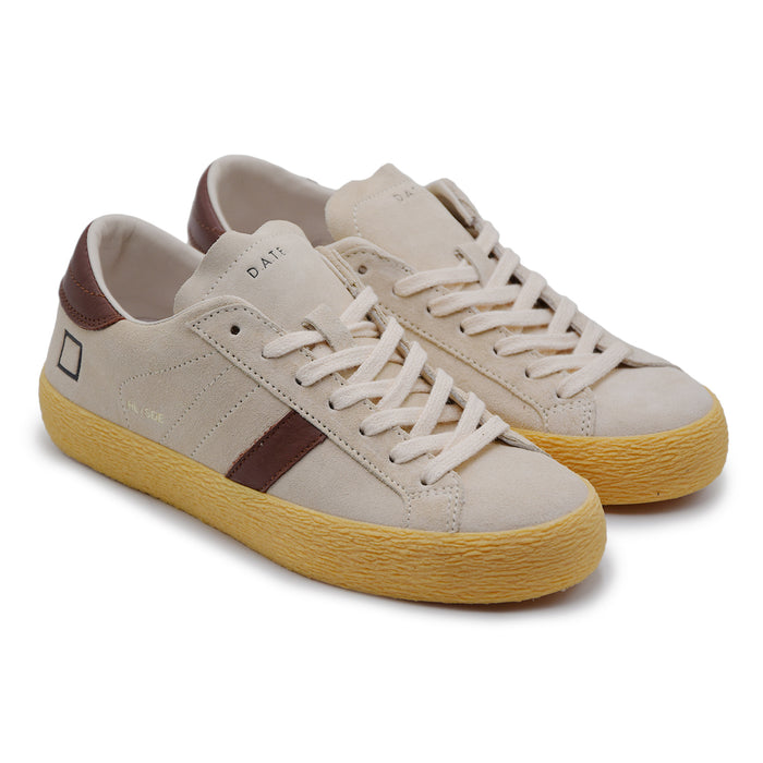 Sneakers D.A.T.E. Hill Low Donna Milk Pelle Dettagli In Cuoio