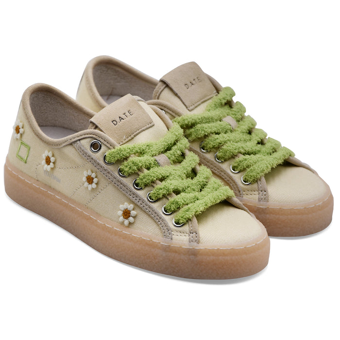 DATE Women's Sneakers Tender Dream Yellow Daisy Embroidery