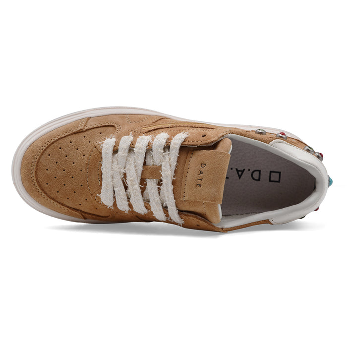 D.A.T.E. Women's TORENO PURE STUDS TAN Suede Sneakers