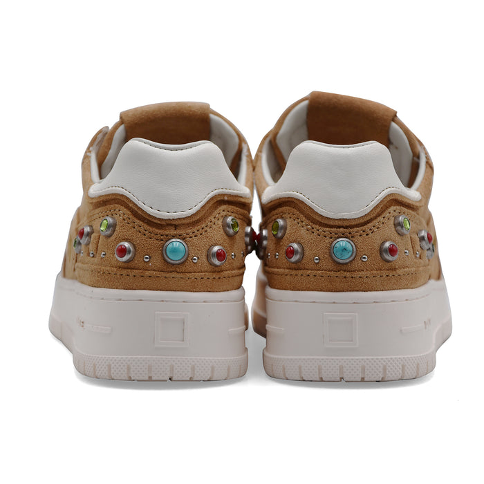 D.A.T.E. Women's TORENO PURE STUDS TAN Suede Sneakers