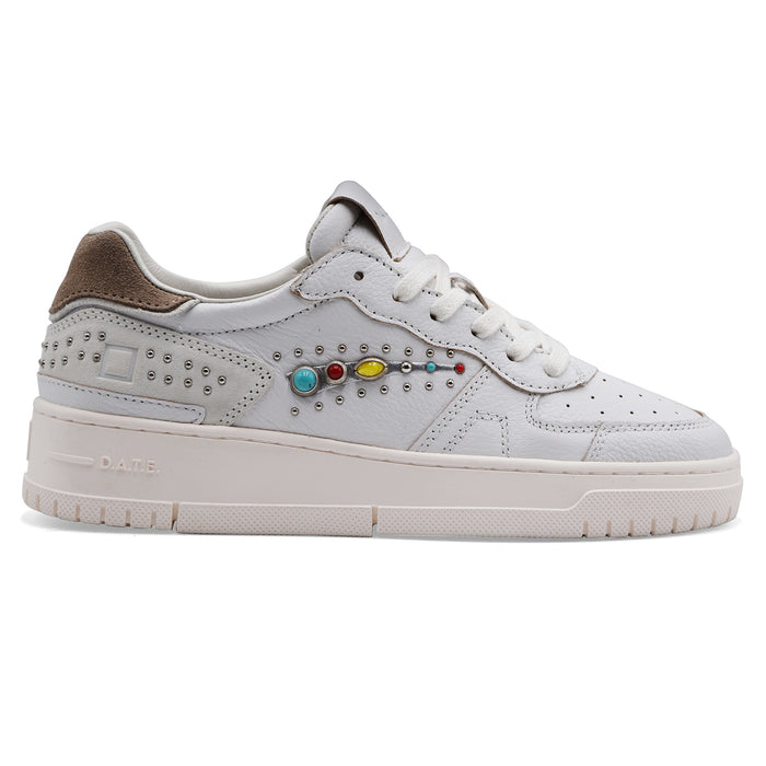Sneakers D.A.T.E. Donna In Pelle Bianca TORNEO PURE STUDS WHITE