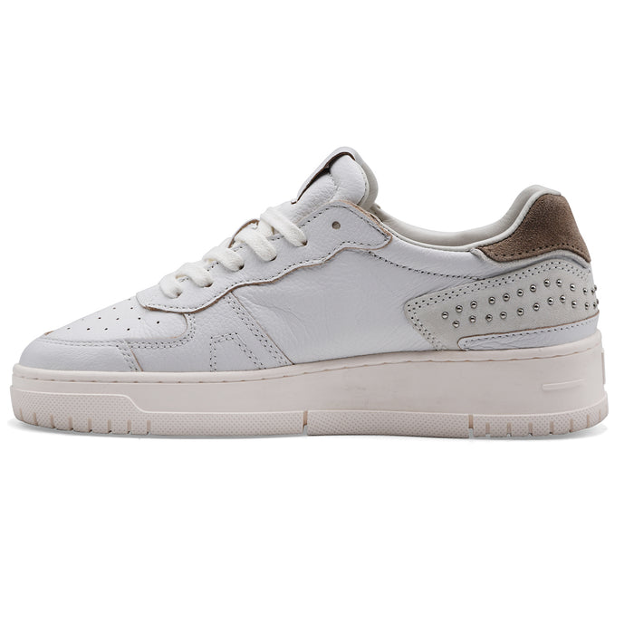 Sneakers D.A.T.E. Donna In Pelle Bianca TORNEO PURE STUDS WHITE