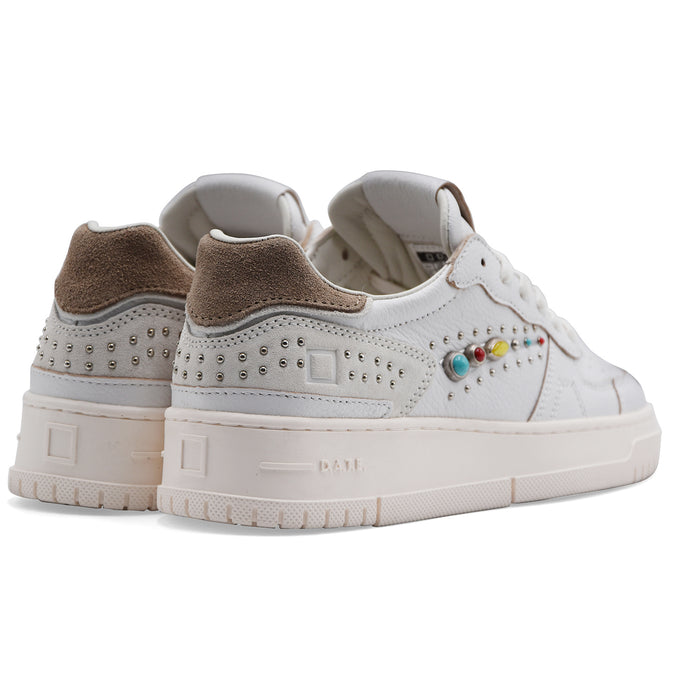 Sneakers D.A.T.E. Donna In Pelle Bianca TORNEO PURE STUDS WHITE