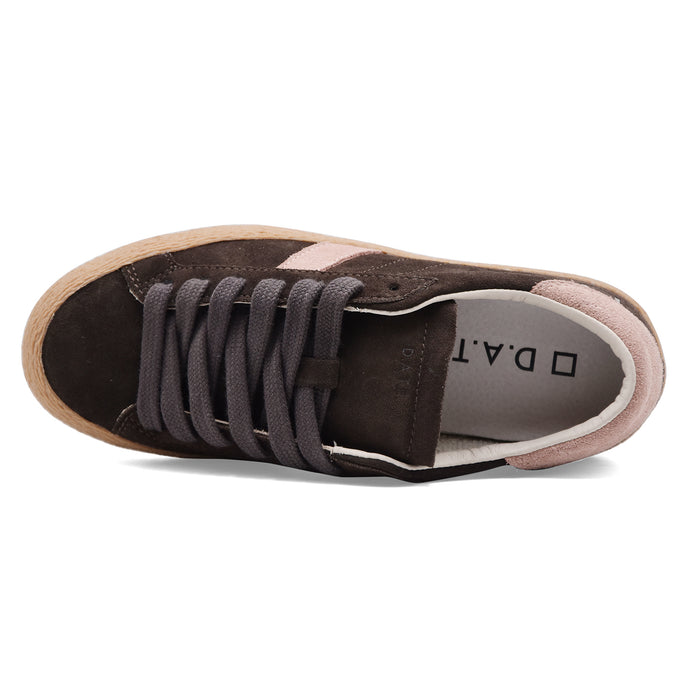Sneakers D.A.T.E. Da Donna Hill Low In Camoscio Marrone E Rosa