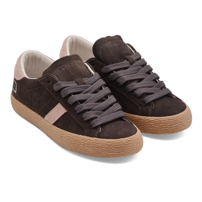 Sneakers D.A.T.E. Da Donna Hill Low In Camoscio Marrone E Rosa
