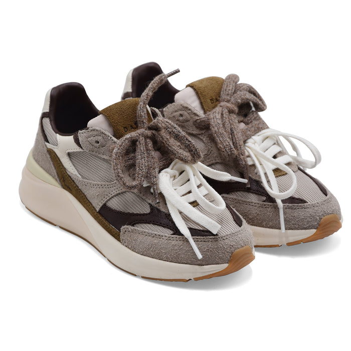 Sneakers D.A.T.E. Donna Musa Pelle Scamosciata E Tessuto Taupe
