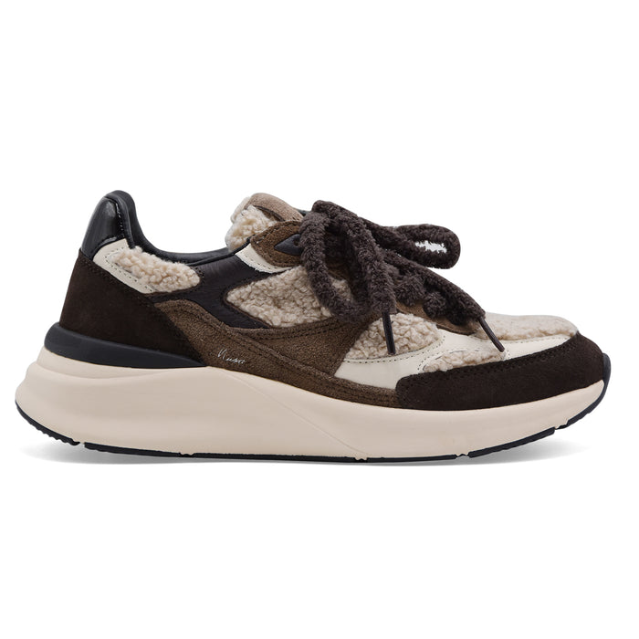 D.A.T.E. Sneakers Donna In Morbido Teddy Marrone E Beige Musa