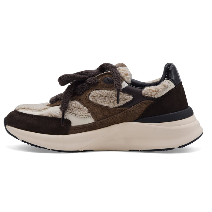 D.A.T.E. Sneakers Donna In Morbido Teddy Marrone E Beige Musa