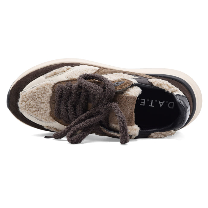 D.A.T.E. Sneakers Donna In Morbido Teddy Marrone E Beige Musa