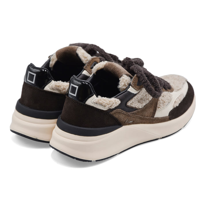 D.A.T.E. Sneakers Donna In Morbido Teddy Marrone E Beige Musa