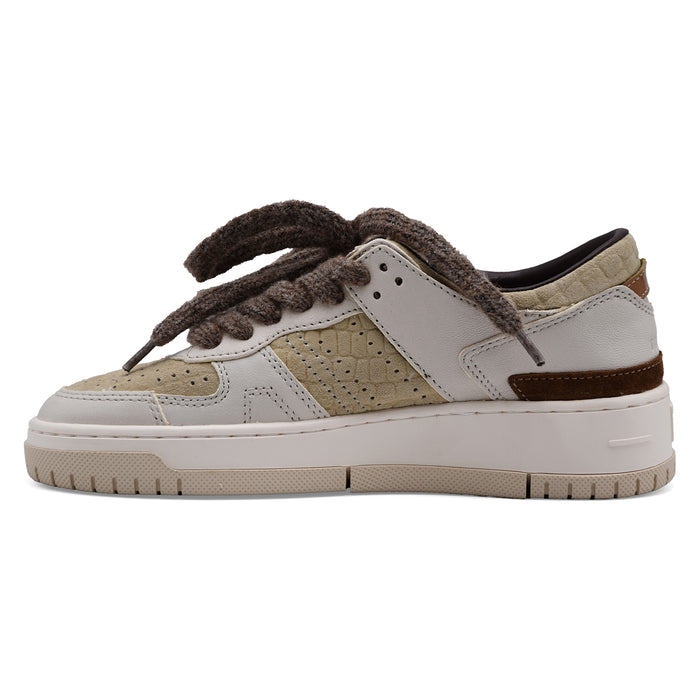Sneakers D.A.T.E. Donna Torneo Cocco Beige Logo Iconico Laterale