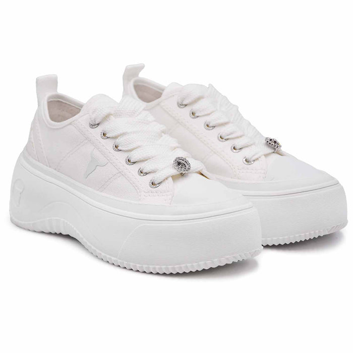 Windsor Smith Bianco Sneakers Intentions Donna Con Logo Tra Lacci