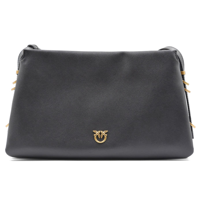 Borsa Pinko Triplet Nero Tramezza Centrale Iconico Logo Dorato