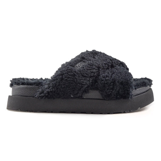 Ugg Sandali Donna Fuzz Sugar Cross Slide Nero In Montone Riccio