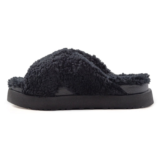 Ugg Sandali Donna Fuzz Sugar Cross Slide Nero In Montone Riccio