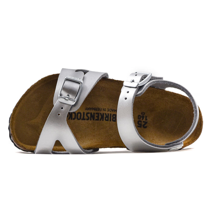 Birkenstock Rio Child Silver Sandals With Heel Strap