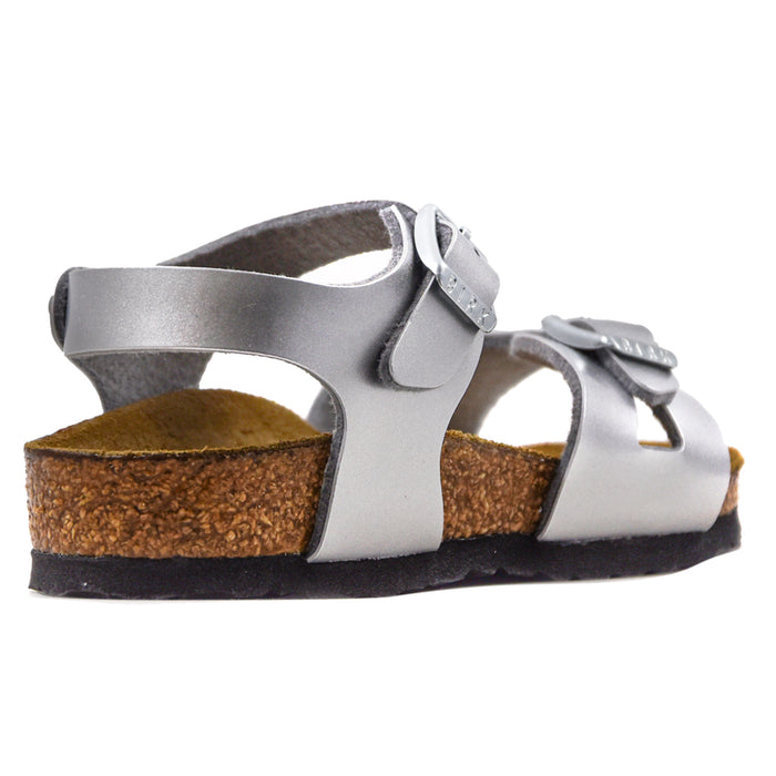 Sandali Birkenstock Rio Bambino Argento Con Cinturino Nel Tallone